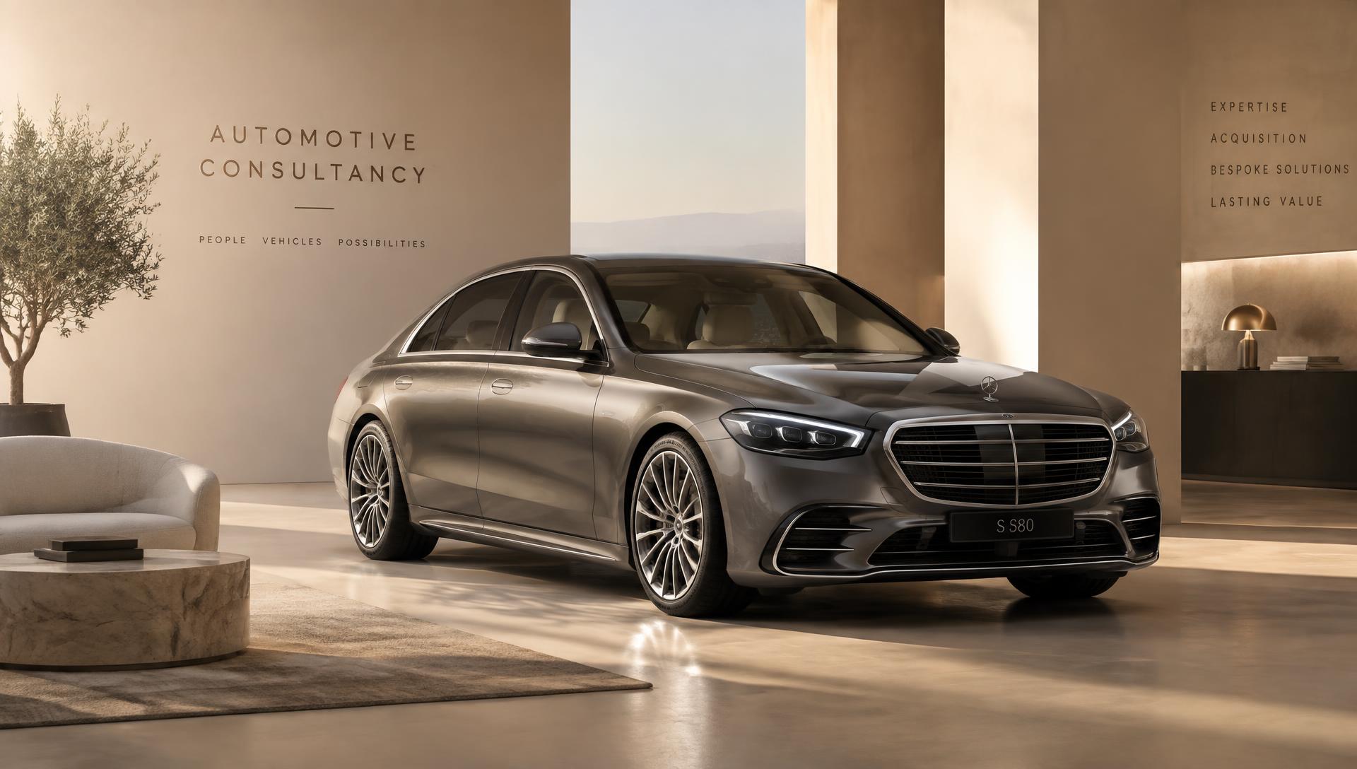 Luxury sedan in an elegant showroom